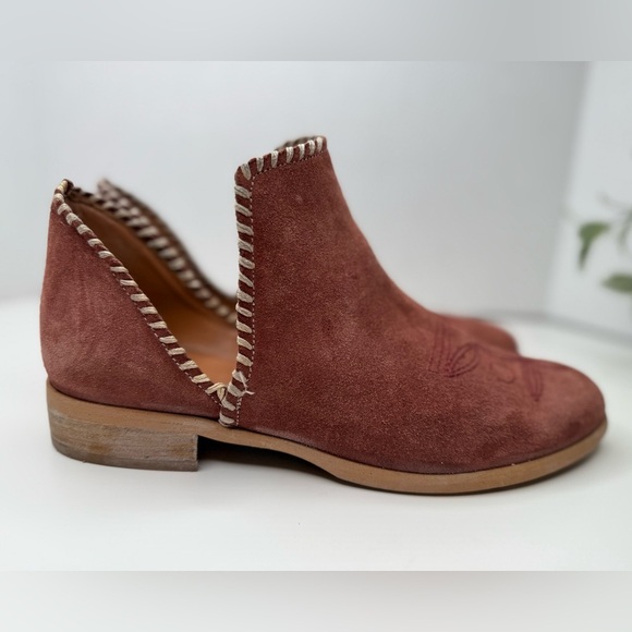 Sundance Lola Whipstitched Boots in Rust Suede EU 39/US 8.5 Cut Out Embroidered - Picture 10 of 16